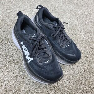 Hoka One One Bondi 8 Womens 9B Black White Athletic Running Shoes Sneakers